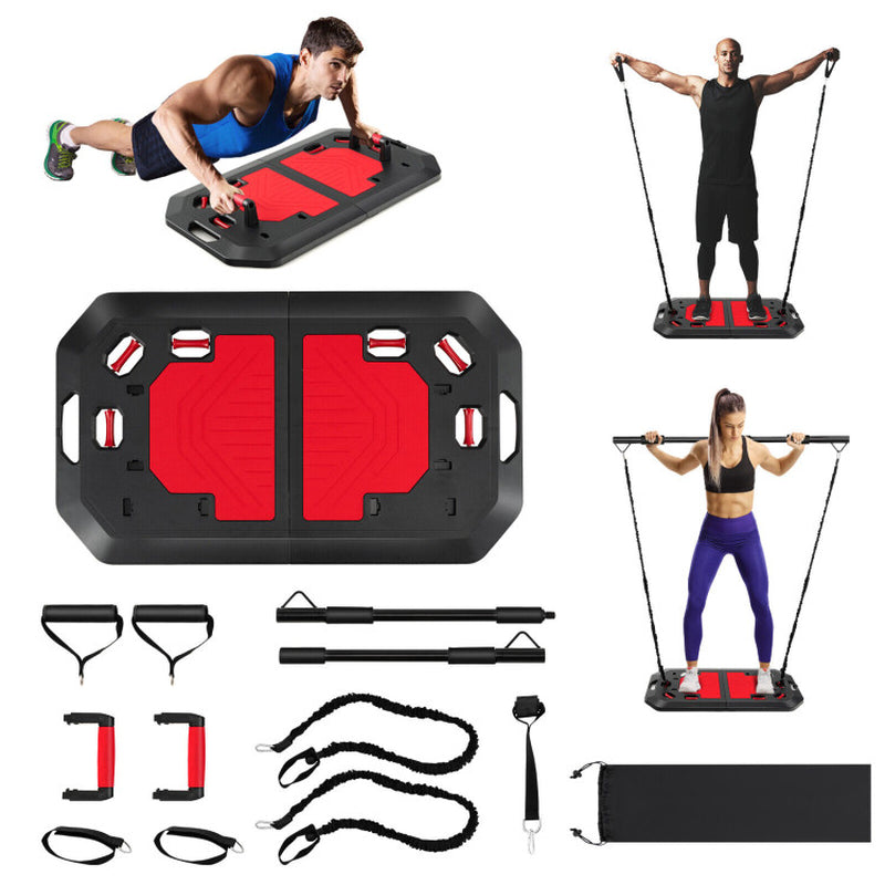 Push up Board Set Folding Push up Stand with Elastic String Pilate Bar Bag